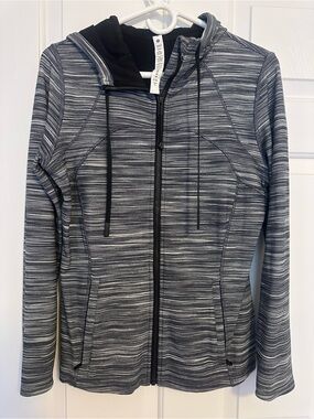 lululemon athletica Women's Grey Striped Full-Zip Hoodie